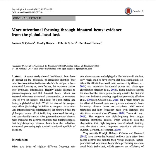 Research Explores How 40 Hz Binaural Beats May Influence Attention Patterns