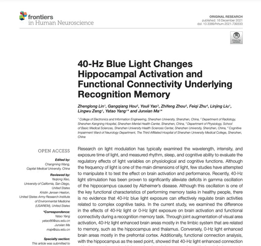 Research Explores How 40 Hz Light May Influence Memory-Related Brain Activity
