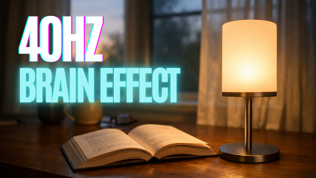 Ambient lamp on desk representing 40Hz light therapy for brain health