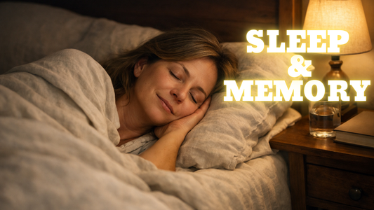 Woman sleeping deeply in a dark bedroom representing overnight memory consolidation and brain health