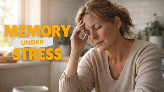 Woman experiencing stress-related memory problems at kitchen table